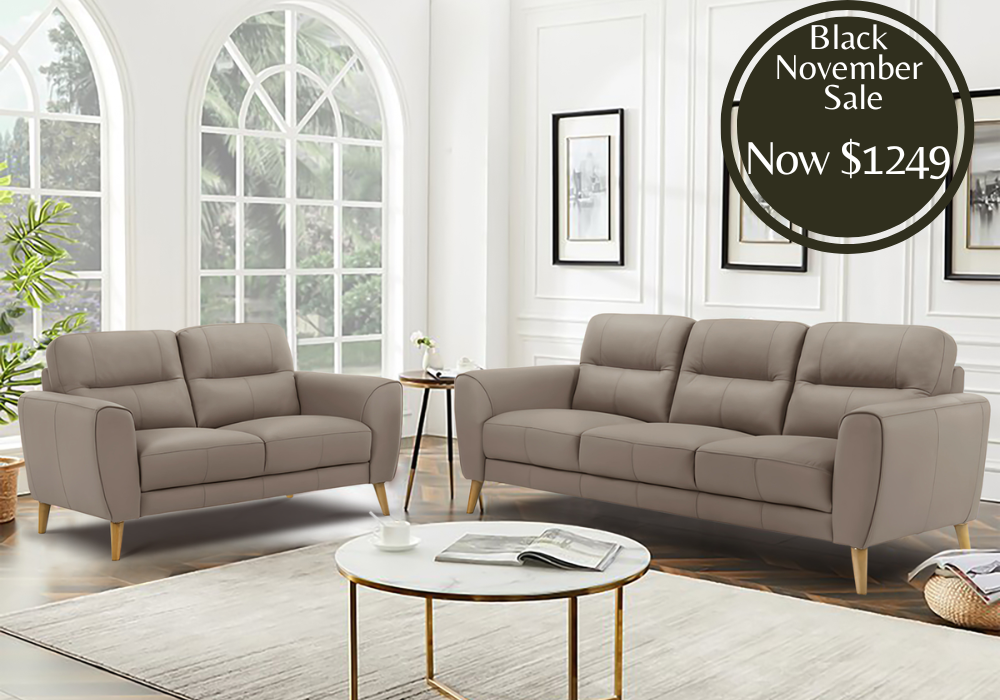 Otto 3 + 2 Leather Lounge - Light Brown